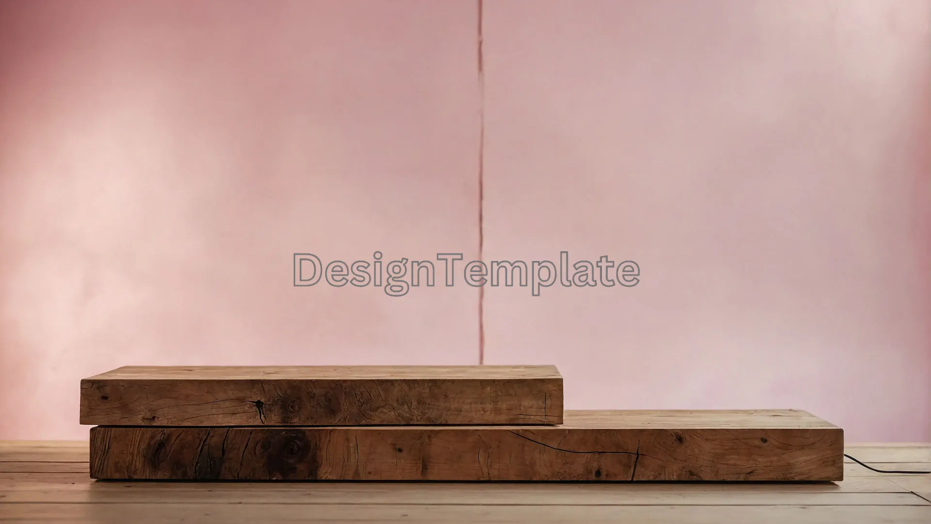 Pink Pastel Background with Rustic Wooden Slabs Photo PNG